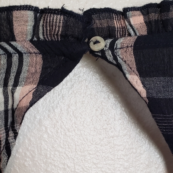 Free People NEW Plaid Shirred Ruffled Top - Picture 5 of 7